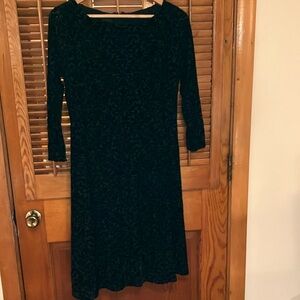Talbots Medium Black Velvet Dress with sheer sleeves